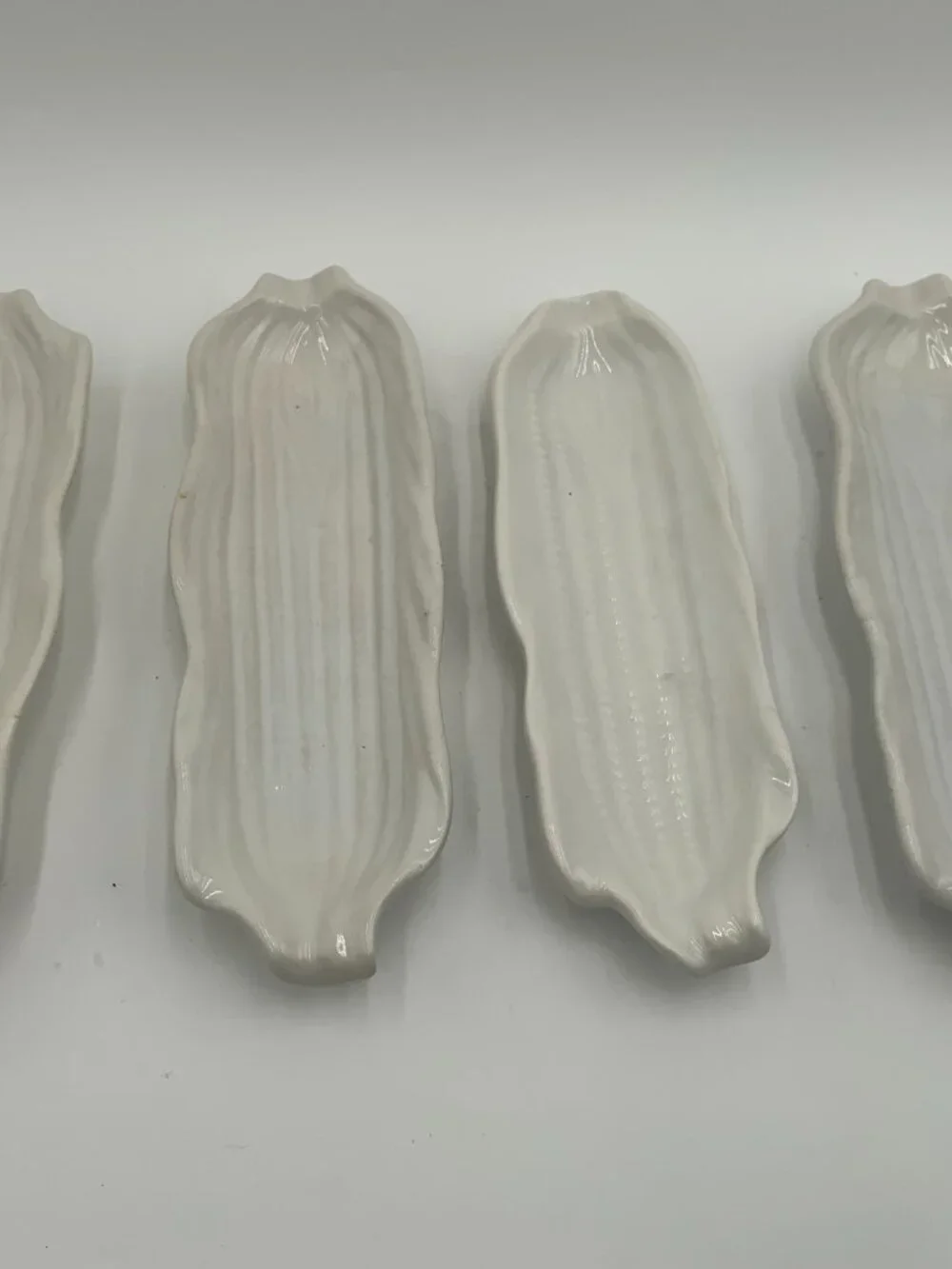 Ivory Ceramic Corn on the Cob Holders Japan Set Of 4